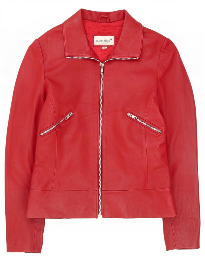 Jachetă de piele pentru femei Outer Edge UK 10 Small Red