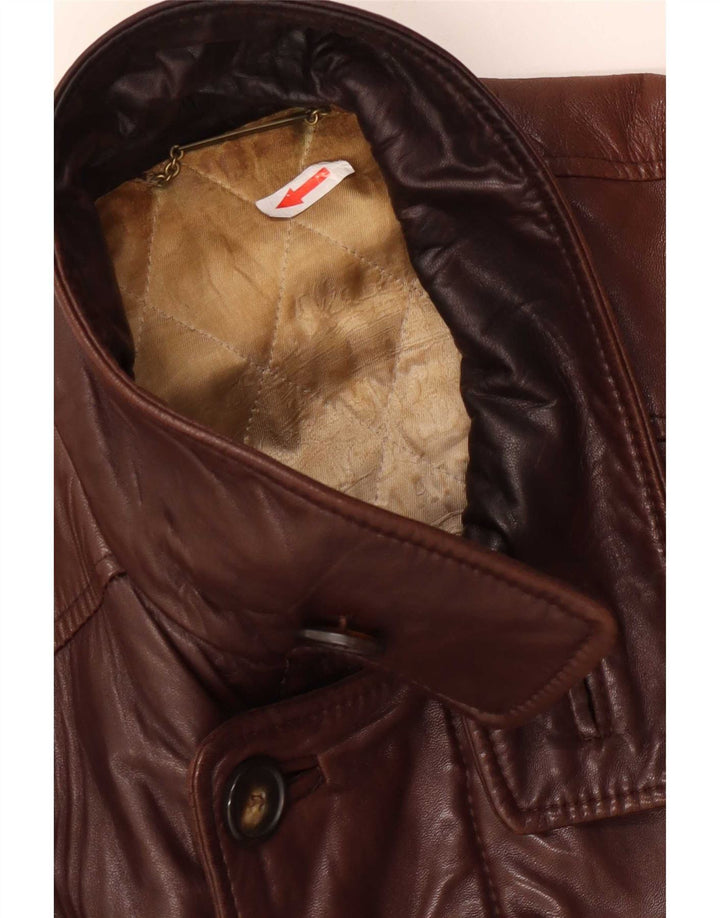 Palton de piele vintage pentru femei UK 14 mare maro