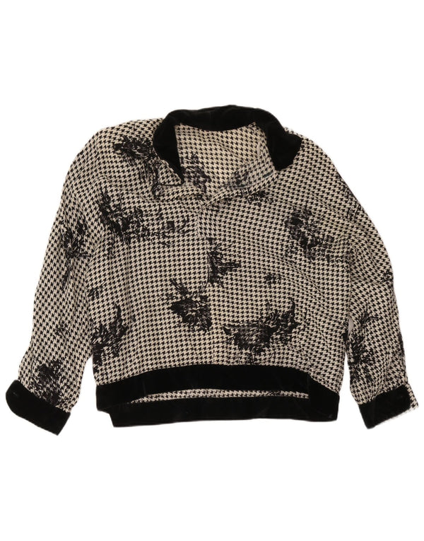 Bluză supradimensionată Vintage pentru femei UK 18 XL, picior de găină neagră