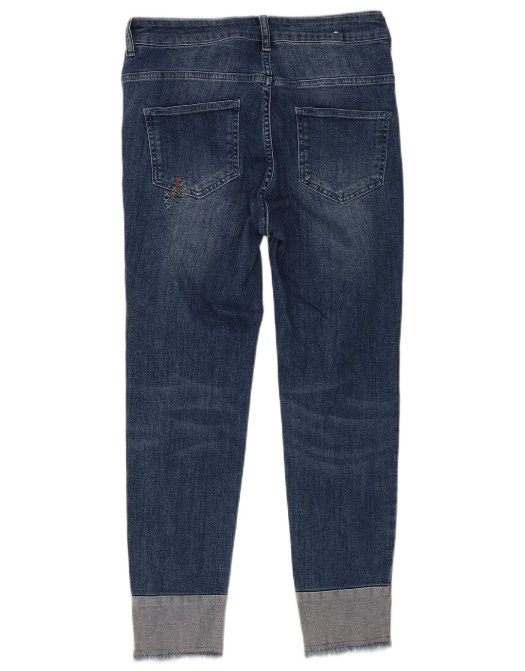Blugi tăiați pentru femei Benetton Distressed W27 L25 Bumbac albastru