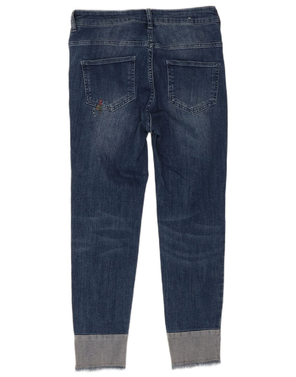 Blugi tăiați pentru femei Benetton Distressed W27 L25 Bumbac albastru