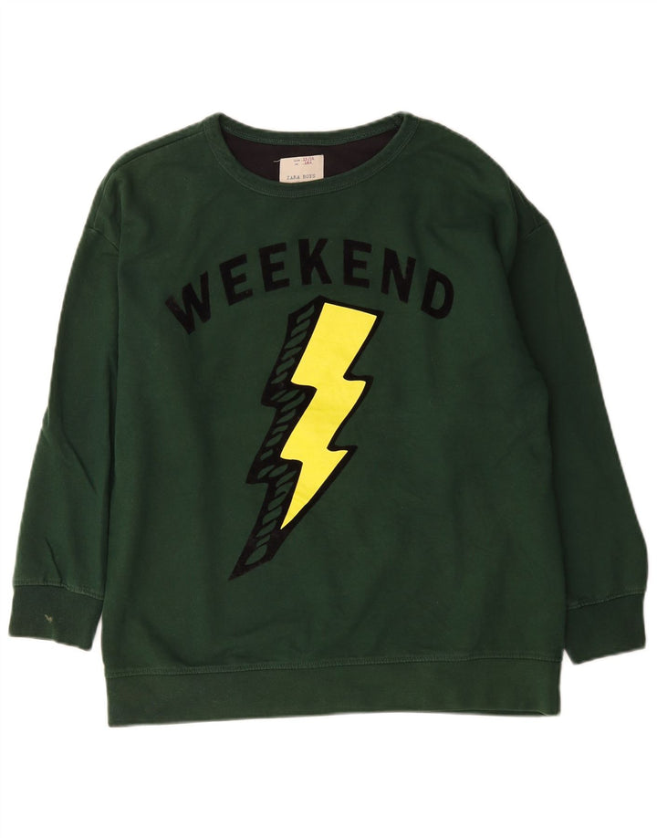 Pulover cu grafică de weekend pentru băieți Zara 13-14 ani, verde