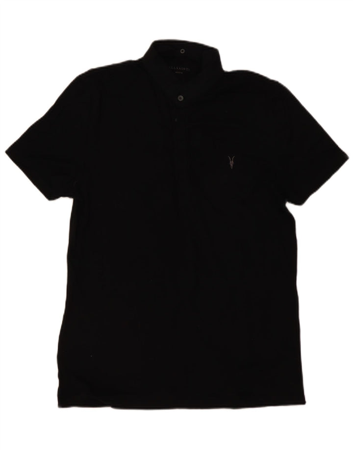 ALL SAINTS Tricou polo pentru bărbați, bumbac mediu negru