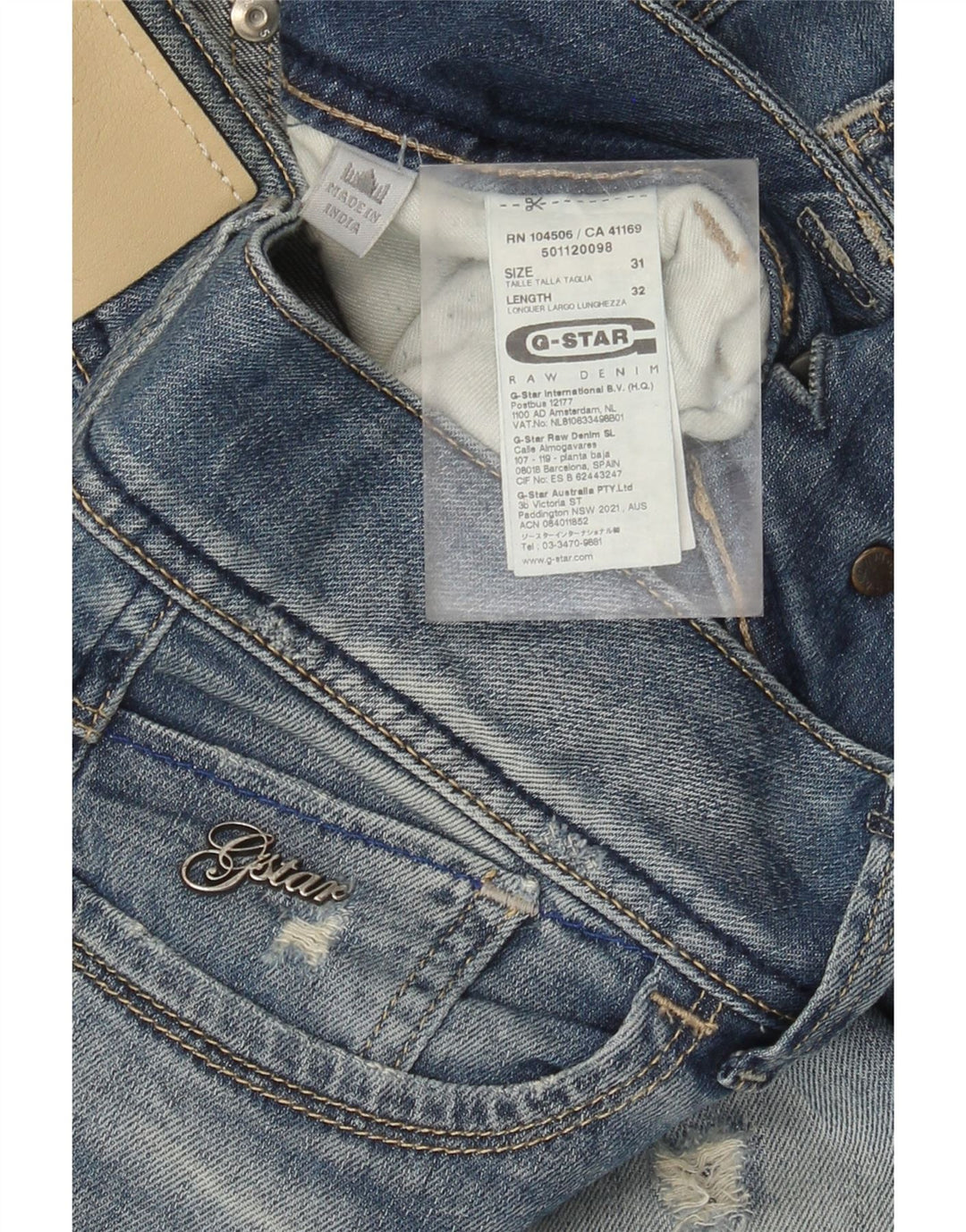 G-Star Blugi Distressed drepte pentru femei W31 L32 Bumbac albastru