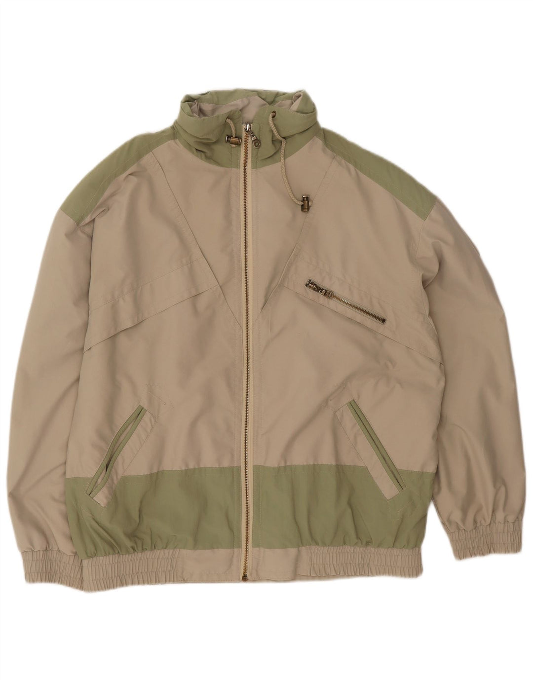 Jachetă de ploaie Vintage pentru femei UK 18 XL Bej Poliester bloc de culoare