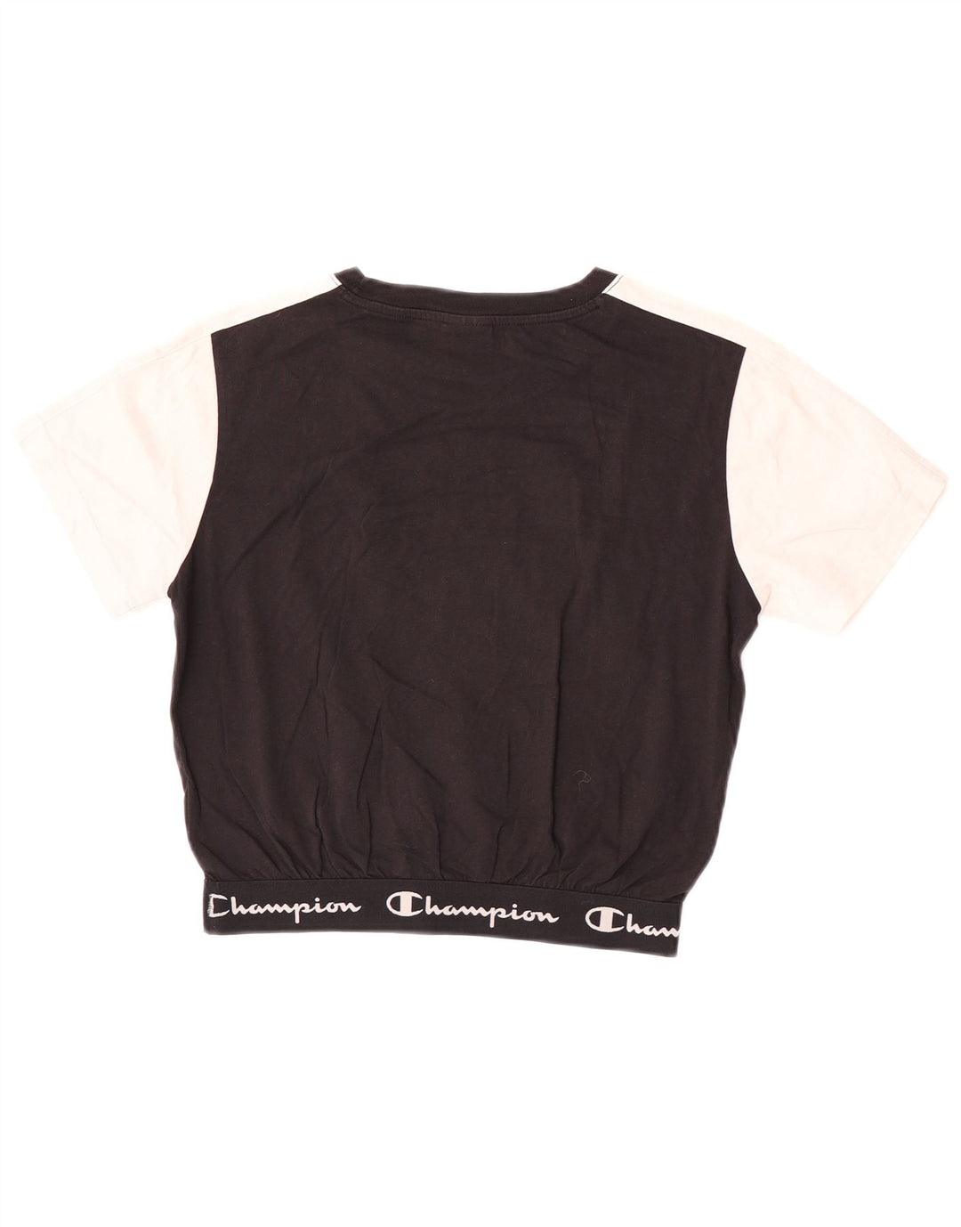 Tricou cu grafic crop Champion pentru femei Top UK 12 Medium Black Colorblock