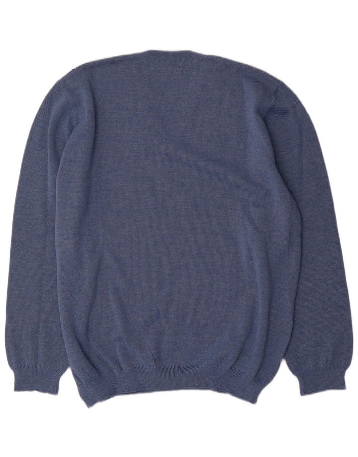 Pulover pentru bărbați cu decolteu în V Maglieria IT 54 XL Albastru Argyle/Lână diamant