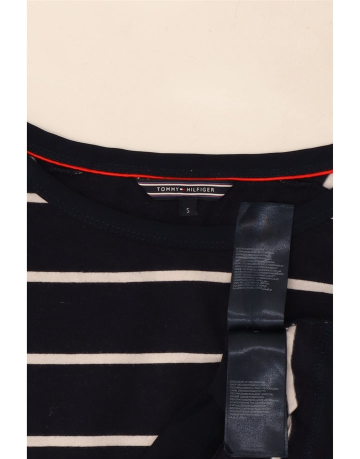 TOMMY HILFIGER Top pentru femei cu mânecă lungă UK 10 mic, bleumarin, bumbac cu dungi