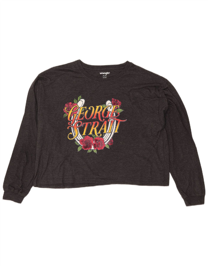 WRANGLER Crop Graphic Top pentru femei cu mânecă lungă UK 10 Small Gri Floral