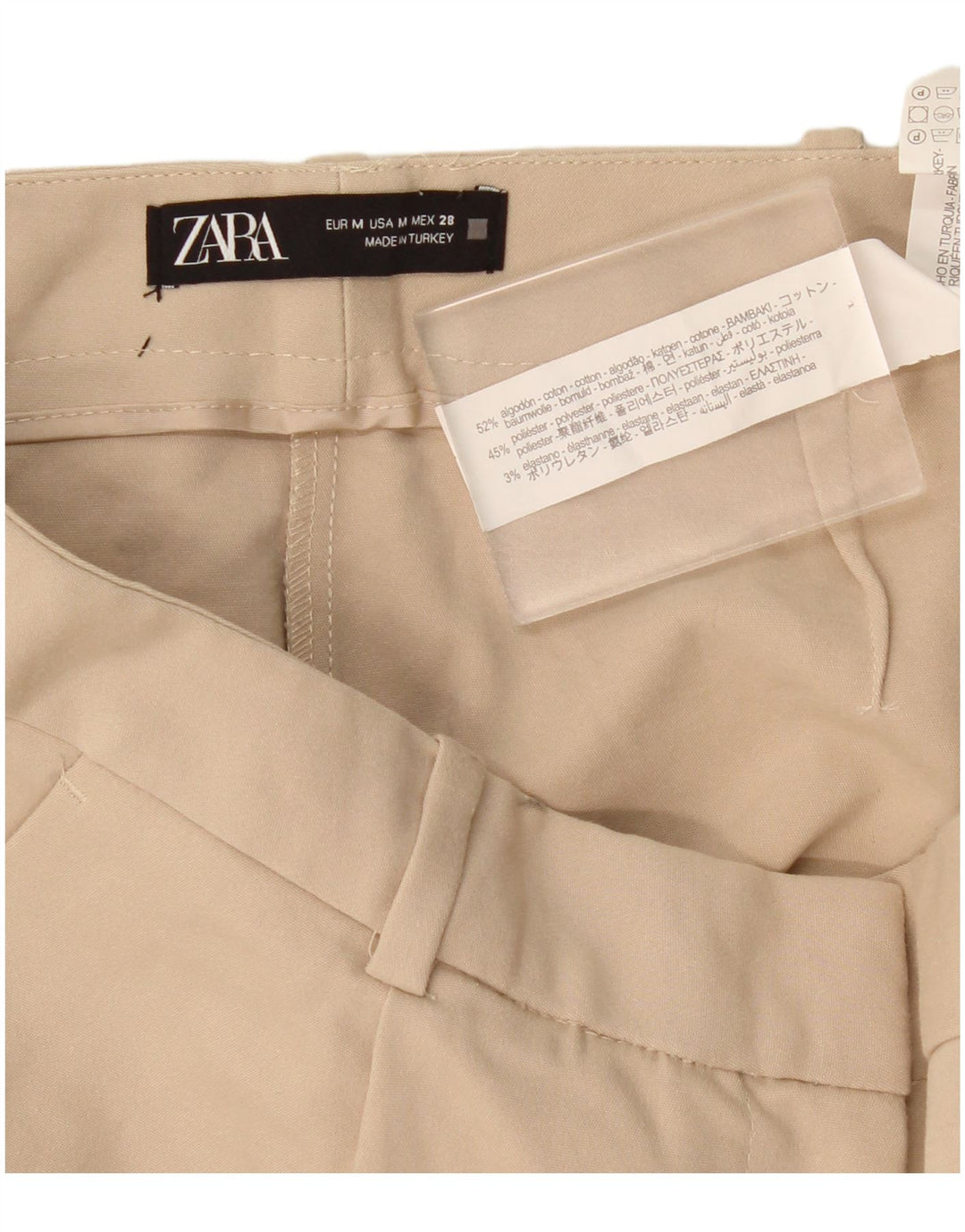 Pantaloni scurți casual pentru femei Zara Medium W30 Bej Bumbac