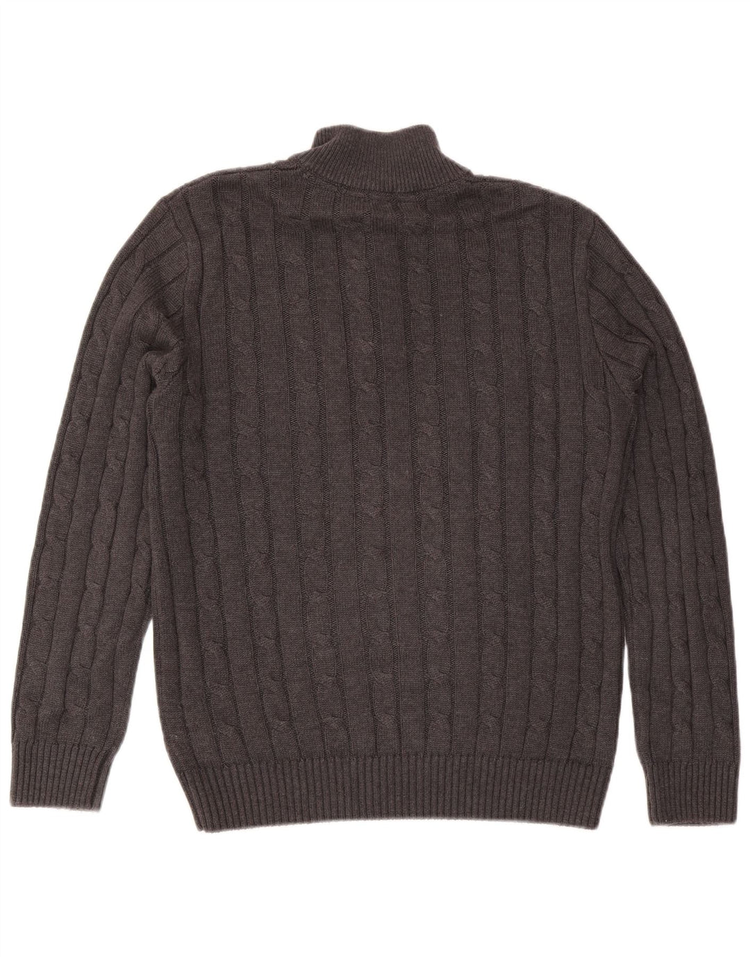 Crew Clothing Pulover pentru bărbați, cu fermoar, cu gât, bumbac, gri mediu