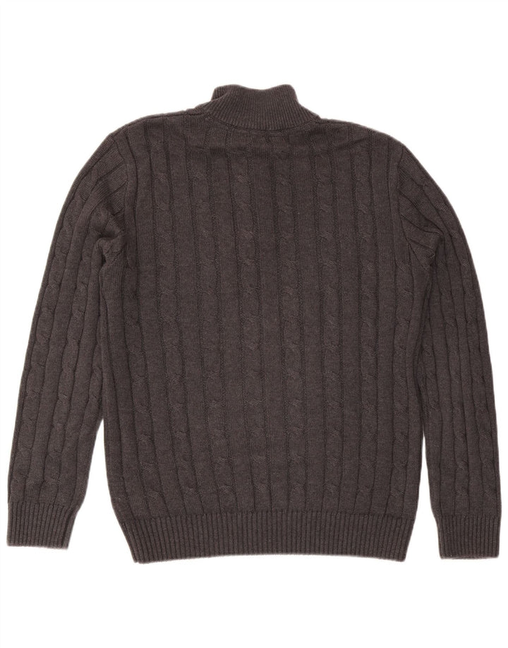 Crew Clothing Pulover pentru bărbați, cu fermoar, cu gât, bumbac, gri mediu