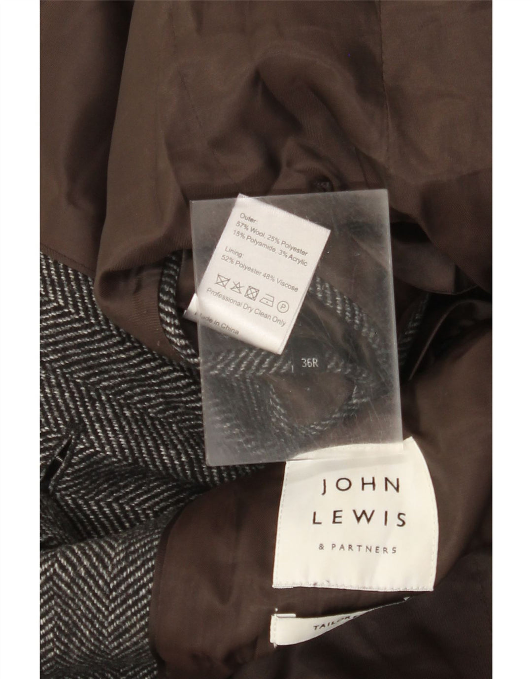 Pardesiu croit pentru bărbați John Lewis, cu croiala obișnuită, Marea Britanie 36, gri mic, în spinare