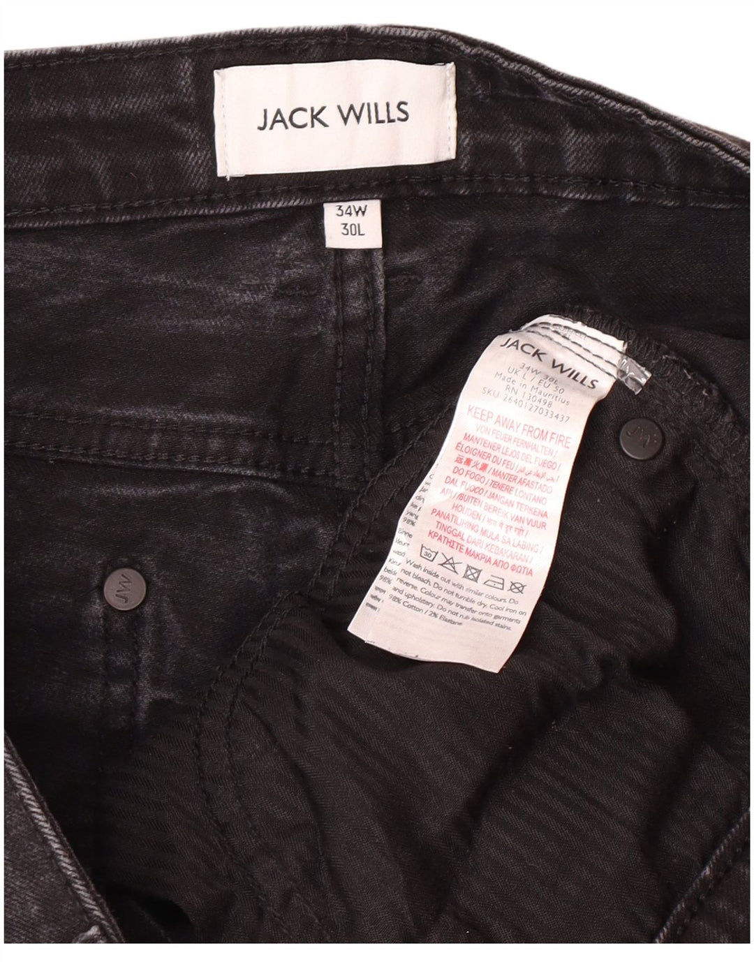JACK WILLS Blugi slim pentru bărbați W34 L27 bumbac negru