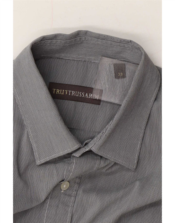 Cămașă pentru bărbați Trussardi Mărimea 39 Picior de găin mediu gri