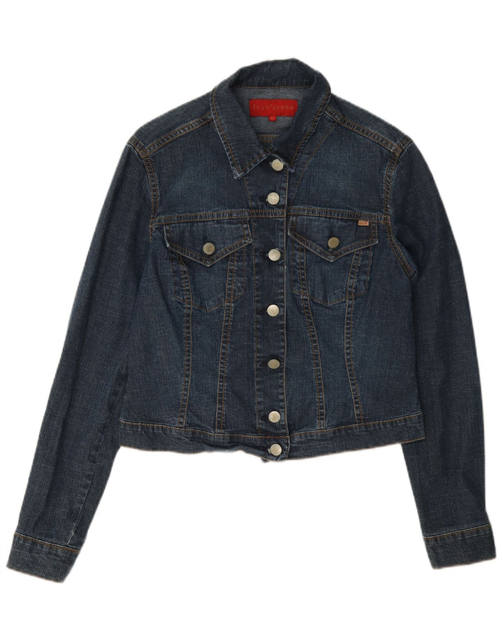 Fcuk Jachetă de denim crop pentru femei UK 12 Medium Blue