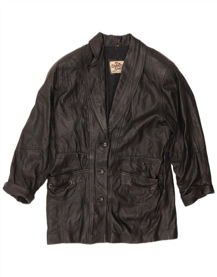 Palton din piele vintage pentru femei EU 44 XL din piele neagră