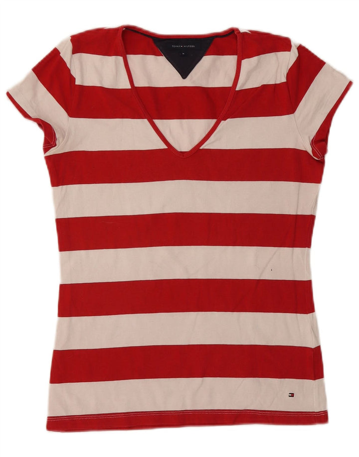 TOMMY HILFIGER Tricou pentru femei Top UK 12 Bumbac cu dungi roșii medii