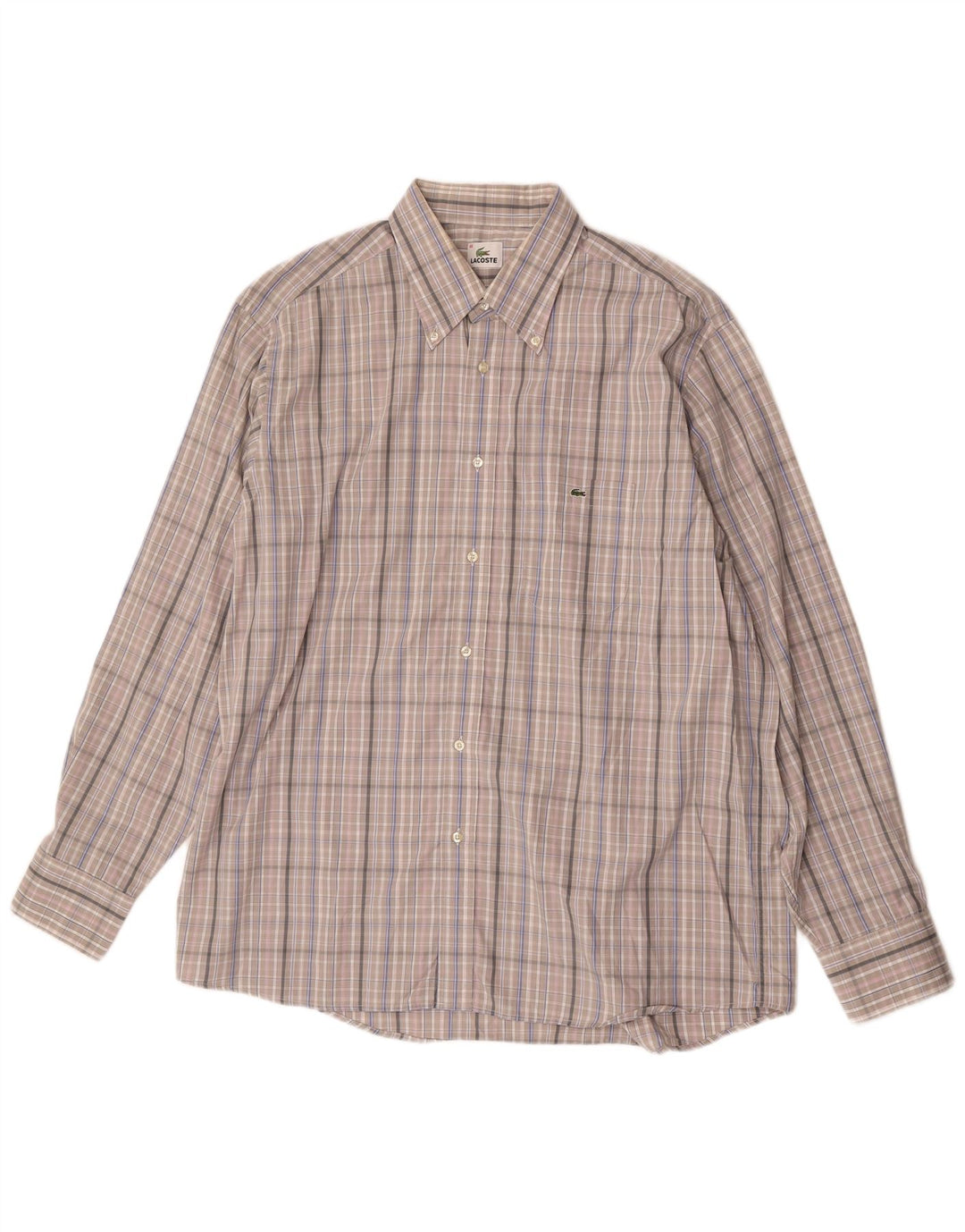 Cămașă pentru bărbați Lacoste Mărimea 46 2XL Bumbac cu carouri gri