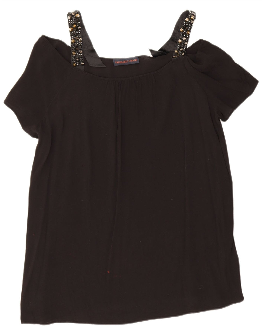 Top pentru femei Trussardi cu umăr deschis IT 48 XL, viscoză neagră