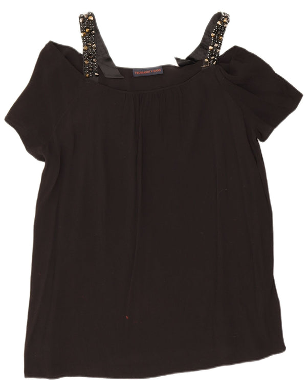 Top pentru femei Trussardi cu umăr deschis IT 48 XL, viscoză neagră