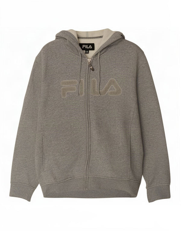 Pulover Fila Graphic Zip pentru femei UK 16, mare, gri bumbac