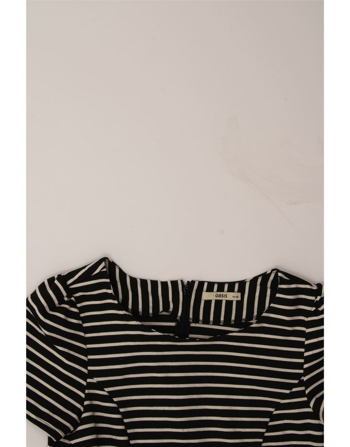 OASIS Womens Blouse Top UK 14 Medium  Navy Blue Striped Polyester Vintage Oasis and Second-Hand Oasis from Messina Hembry 
