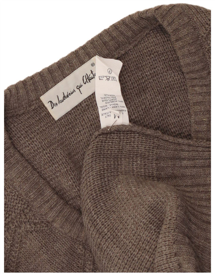 Pulover vintage pentru bărbați cu decolteu în V, lână Argyle/Diamond, gri mediu