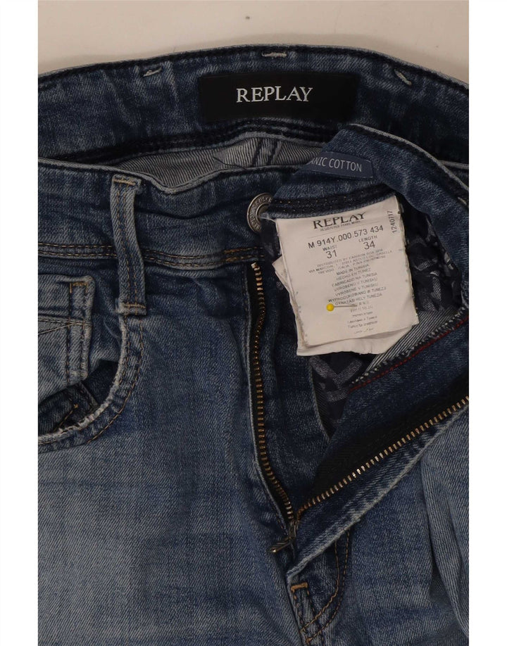 Replay blugi slim pentru bărbați învechiți W31 L26 bumbac albastru