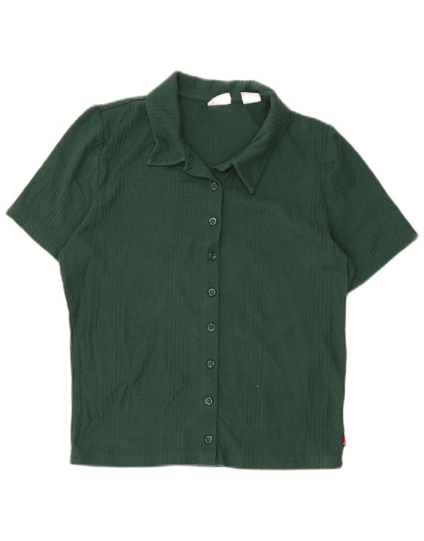 Bluză cămașă cu mânecă scurtă pentru femei Levi's UK 10 Bumbac verde mic