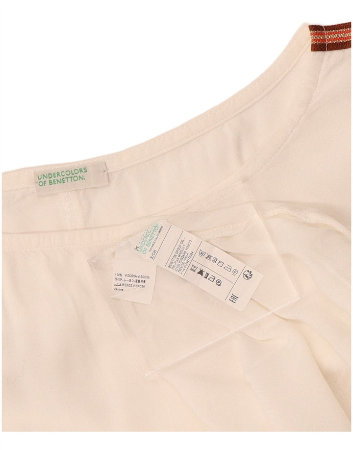 Bluză supradimensionată pentru femei BENETTON Top UK 10 Small Off White Viscose