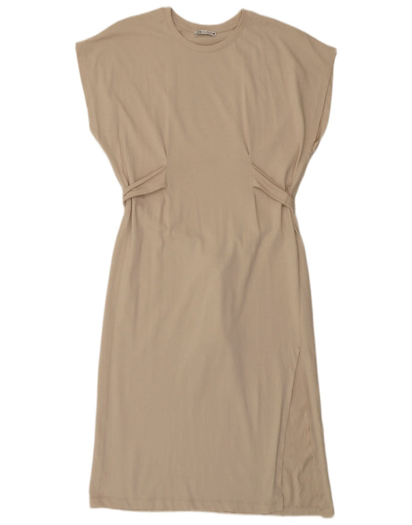 Rochie A-Line fără mâneci pentru femei Zara UK 16 mare bej