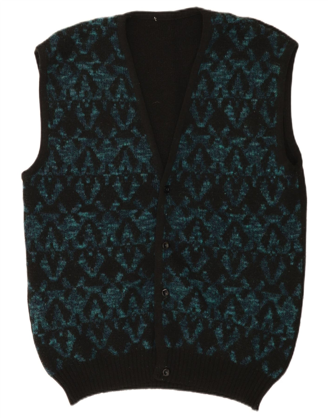 Cardigan Vintage fără mâneci pentru bărbați, mediu negru, geometric