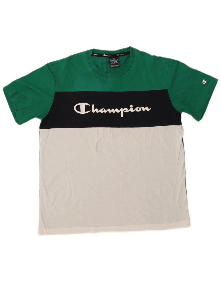 Tricou grafic pentru bărbați Champion Top Mediu Alb Colorblock