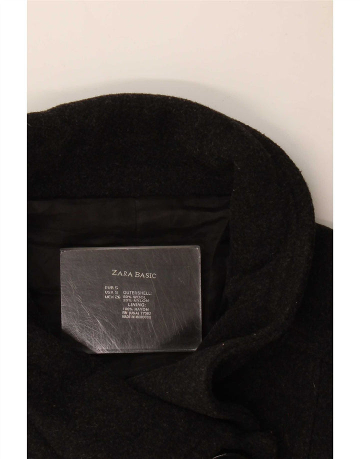 Zara Womens Pea Coat UK 10 Small Grey Wool