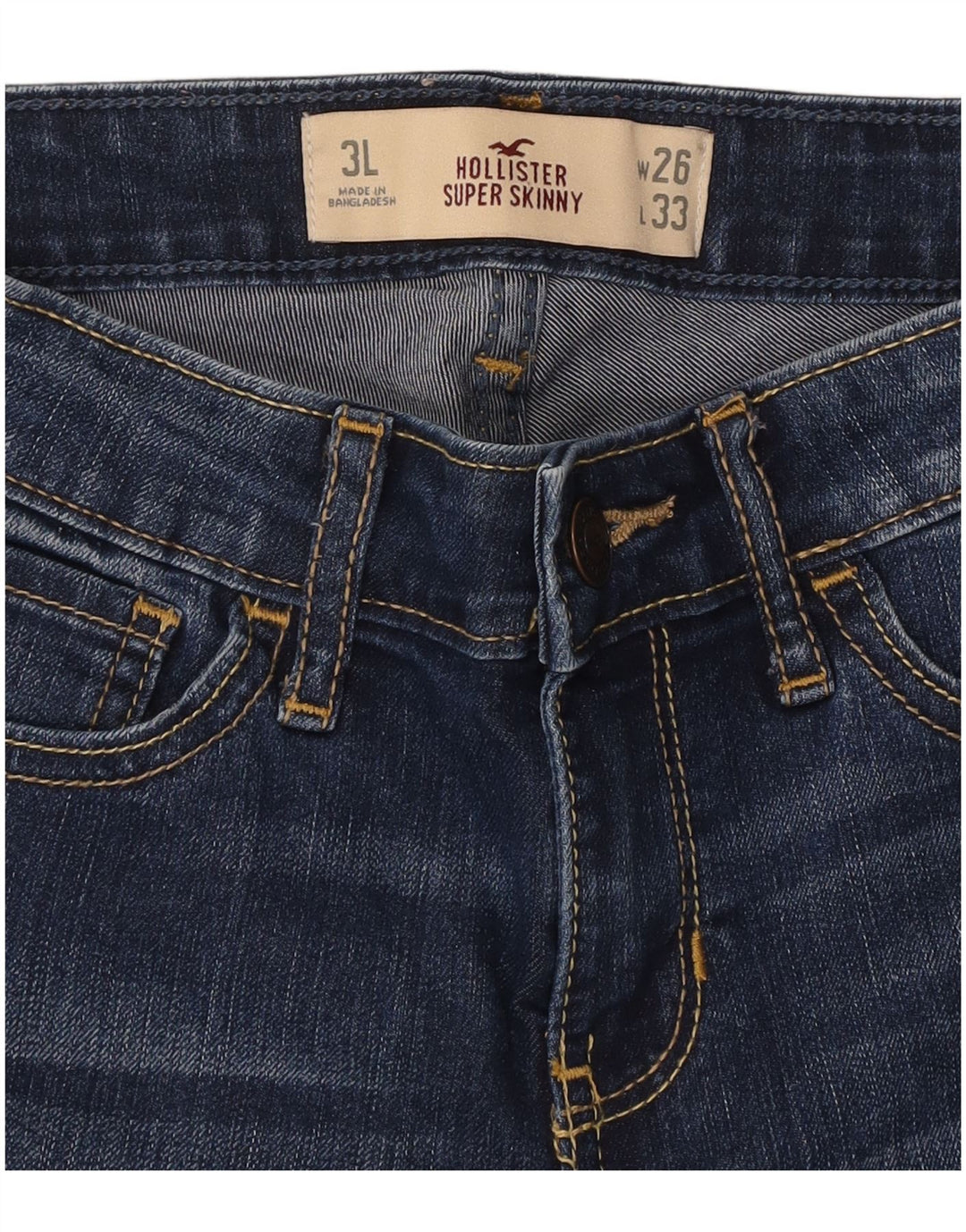 Blugi super skinny pentru femei HOLLISTER W26 L33 bumbac albastru