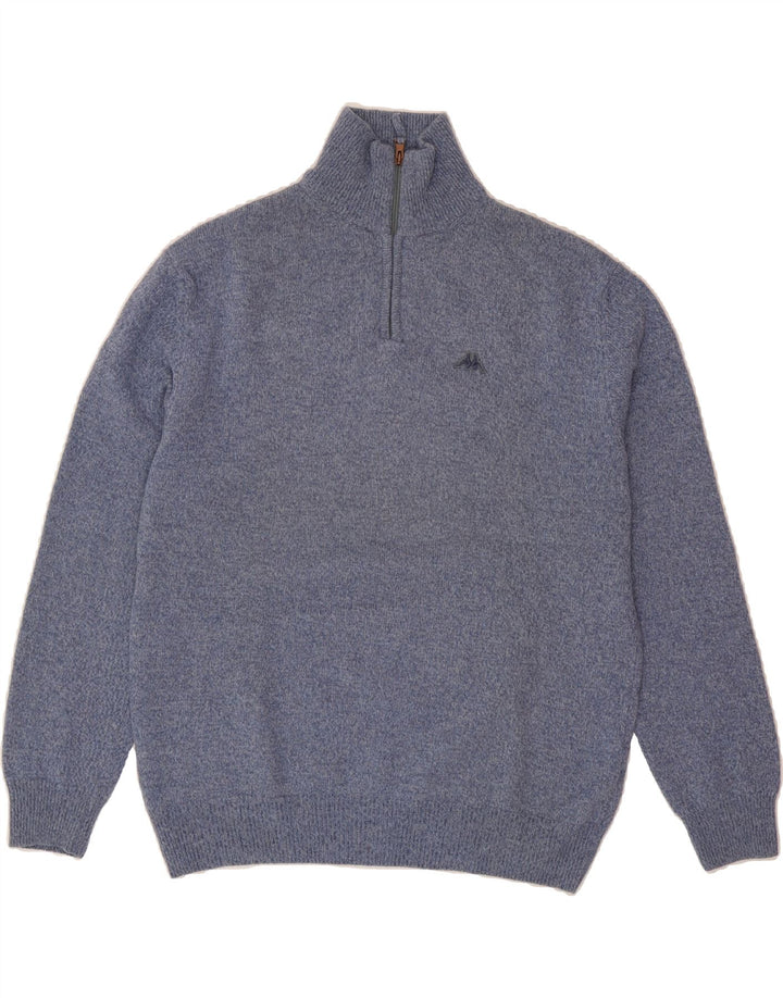 KAPPA Mens Zip Neck Jumper Sweater Large Blue Flecked Wool Vintage Kappa and Second-Hand Kappa from Messina Hembry 