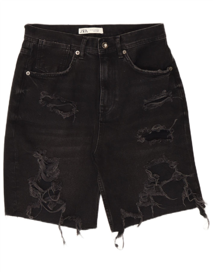 Pantaloni scurți din denim învechit pentru bărbați Zara EU 38 Small W30 Negru