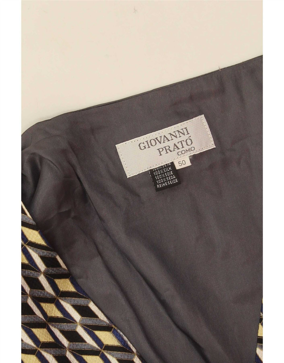 Vintage Mens Waistcoat IT 50 Medium Grey Geometric Silk
