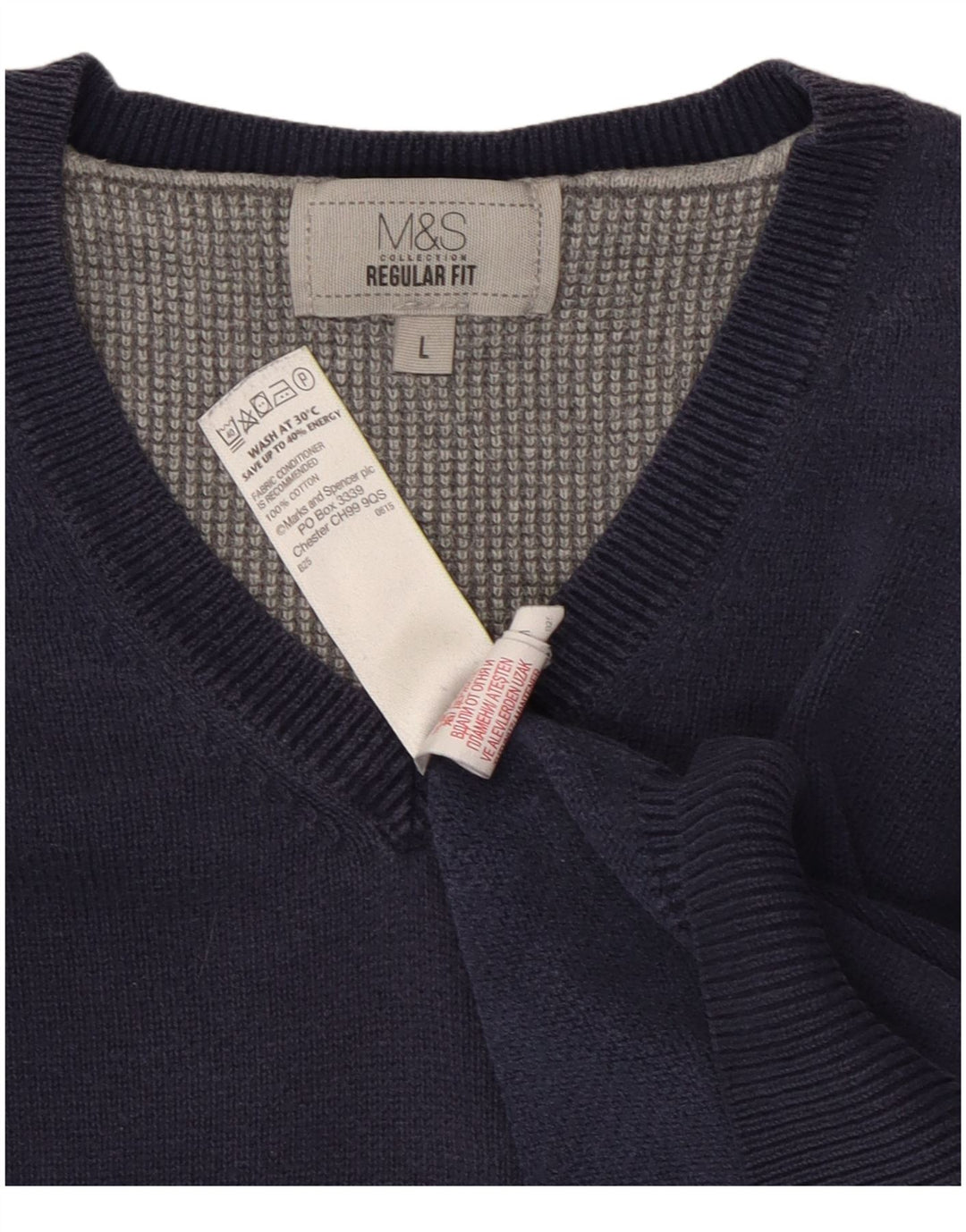 Pulover cu decolteu în V pentru bărbați Marks & Spencer, mare, bleumarin