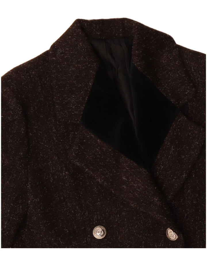 Palton dublu pentru femei VINTAGE UK 12 Lână cu pete maro mediu