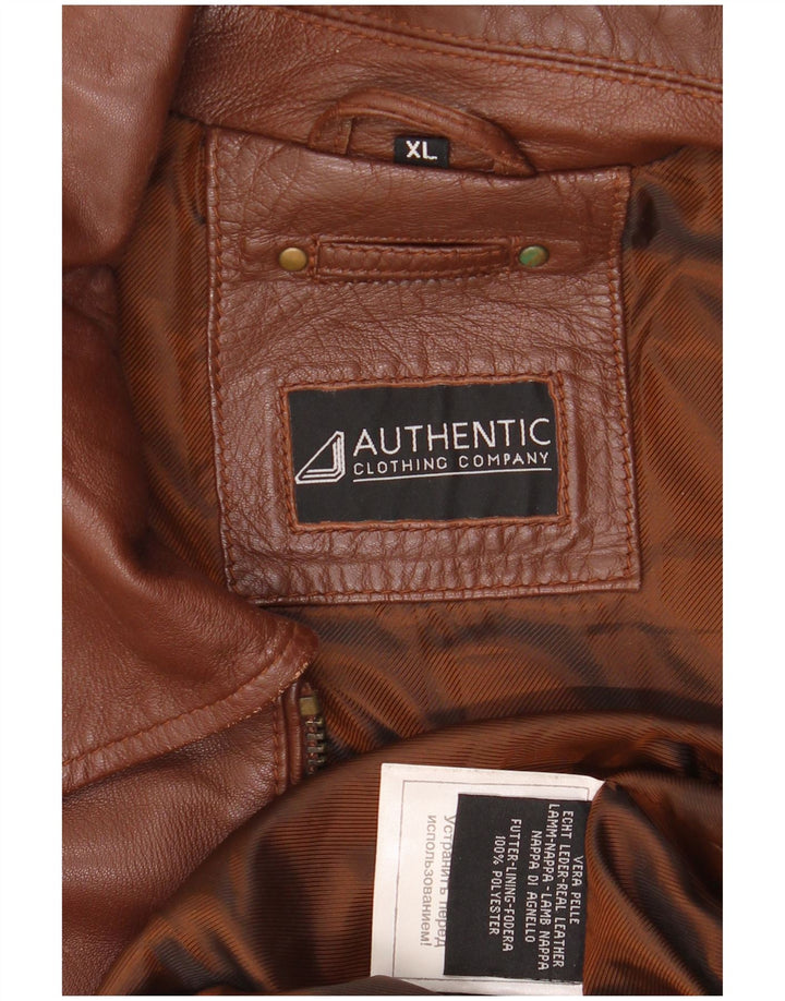 Jachetă Bomber din piele pentru bărbați AUTHENTIC UK 42 XL din piele maro
