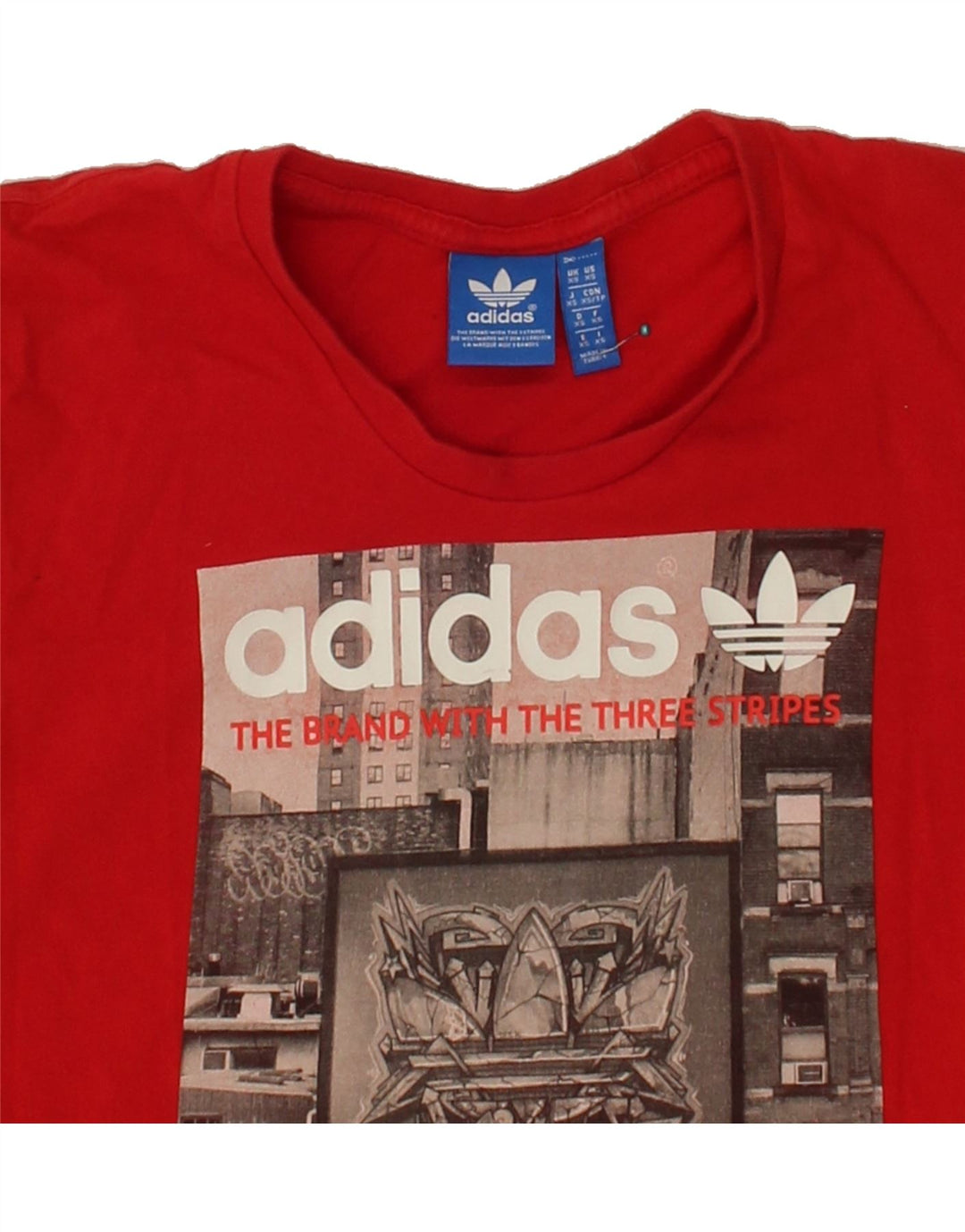 ADIDAS Mens Graphic T-Shirt Top XS Red Vintage Adidas and Second-Hand Adidas from Messina Hembry 