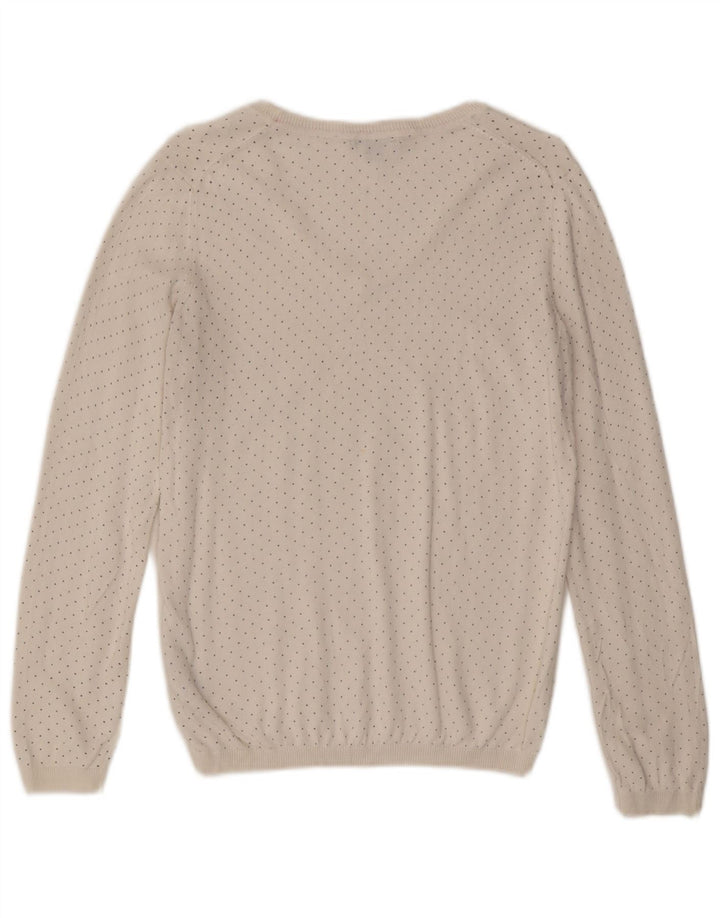 Pulover Tommy Hilfiger pentru femei cu decolteu în V UK 12 Medium White Spotted