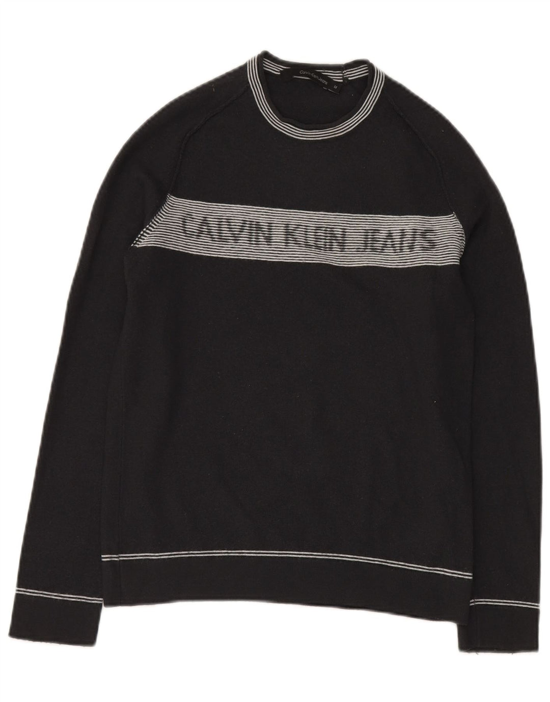 CALVIN KLEIN JEANS Pulover pentru femei cu decolteu rotund UK 10 Mic Gri