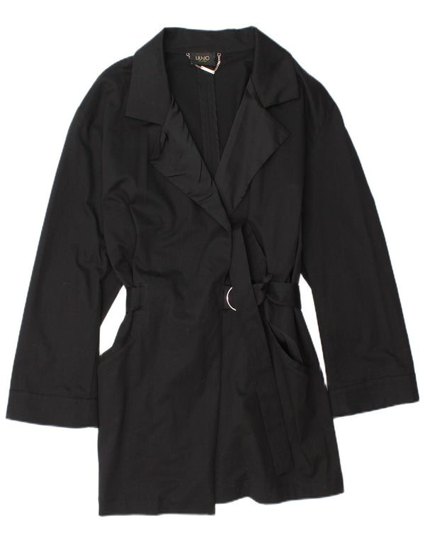 Liu Jo Womens Trench Coat IT 44 Medium Black Cotton