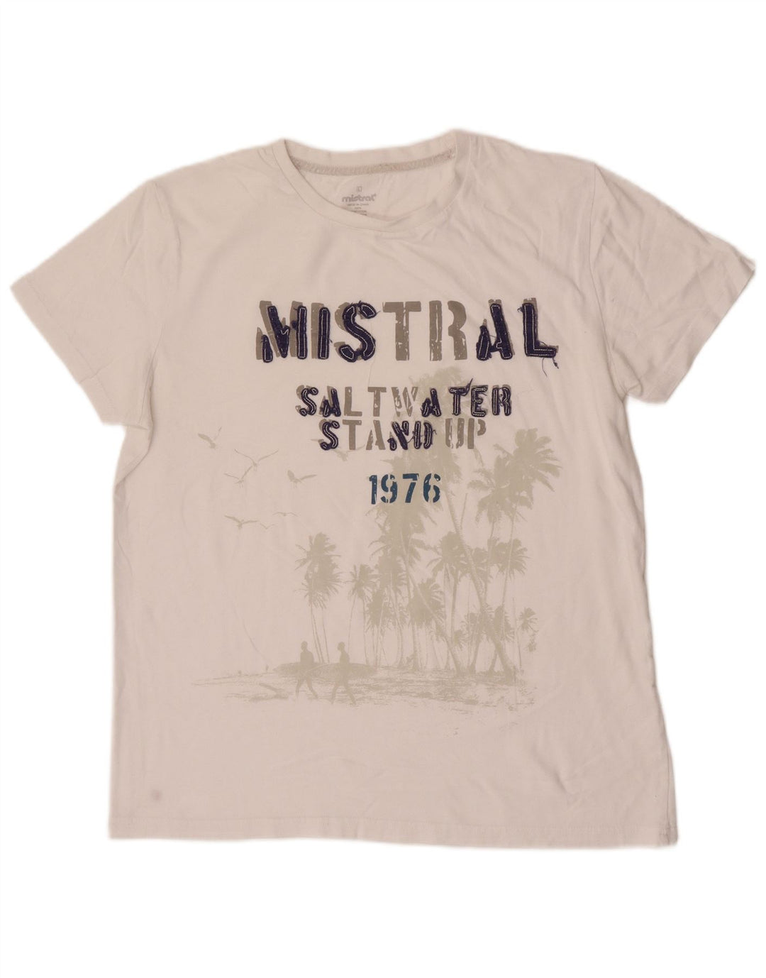 Tricou grafic Mistral pentru bărbați Top mare din bumbac alb