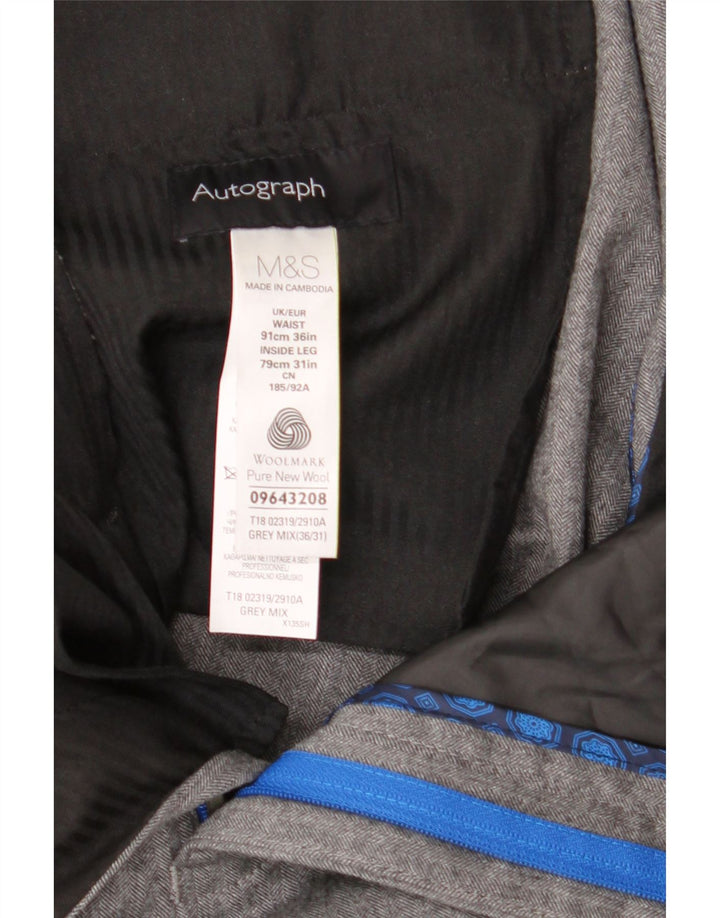MARKS & SPENCER Pantaloni de costum pentru bărbați cu autograf W36 L31 Gri Herringbone