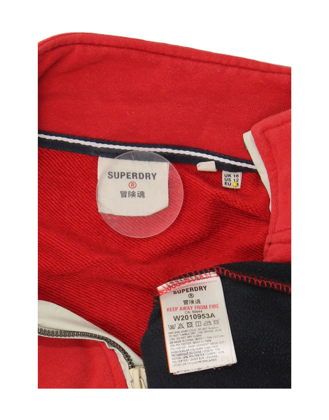 Pulover oversize din lână pentru femei SUPERDRY UK 16, mare, roșu, bloc de culoare