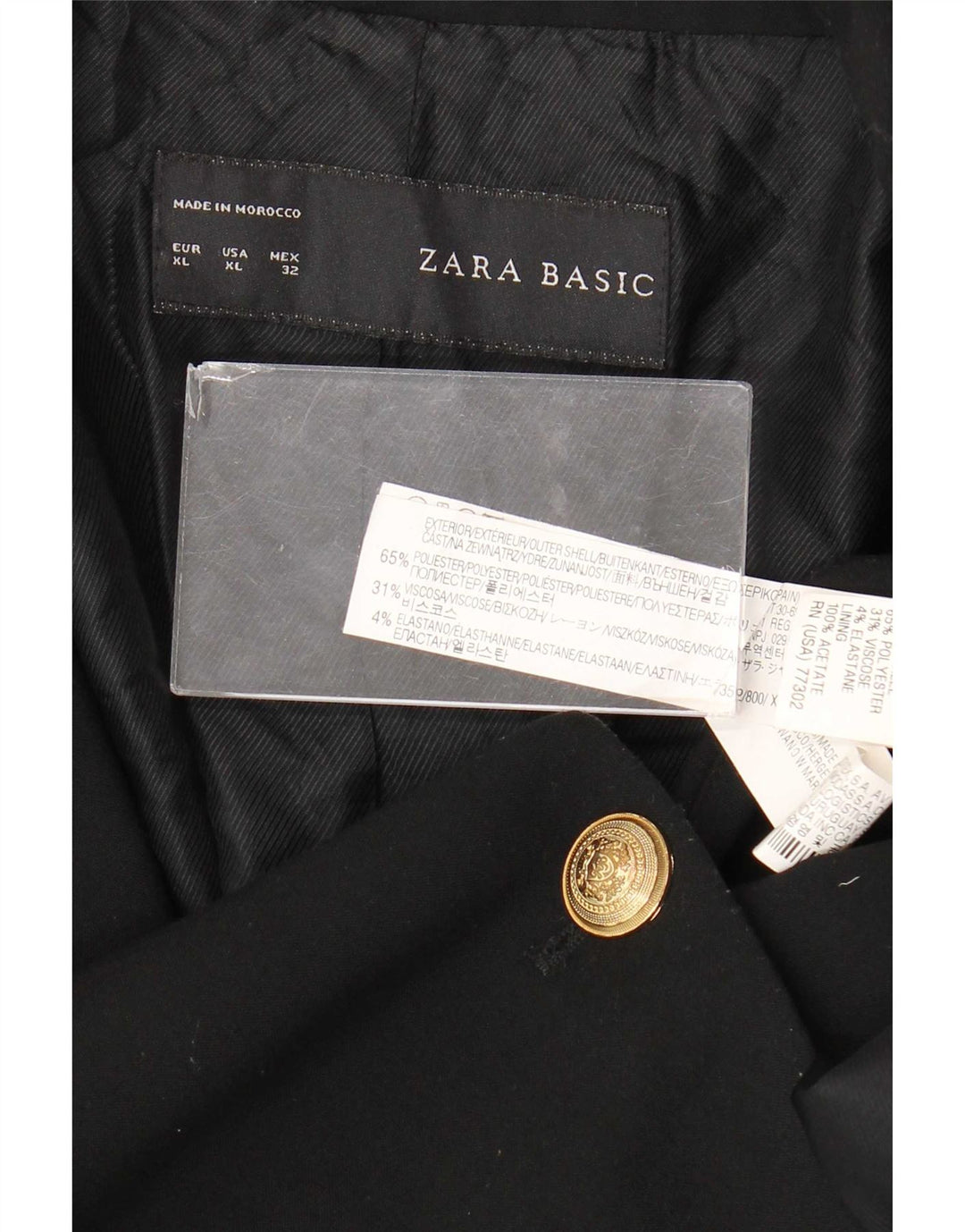 Blazer pentru femei Zara, cu 1 nasture, UK 18 XL, poliester negru